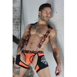 Breedwell Harnais Neo Camo Noir-orange Neon